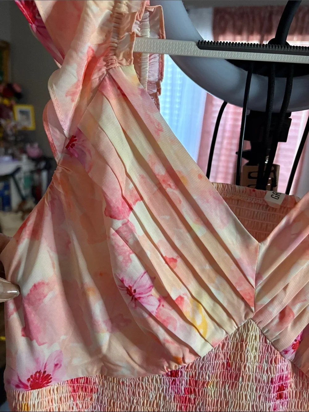 Grace Karin Pink Floral Ruffle-Hem Sundress